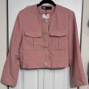 Zara Women's Blush Buttoned Blazer